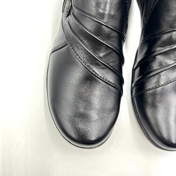 8N 8 NARROW WIDTH Clarks Hope Roxanne Black Leather Loafers‎ Comfort Shoes - Picture 4 of 12